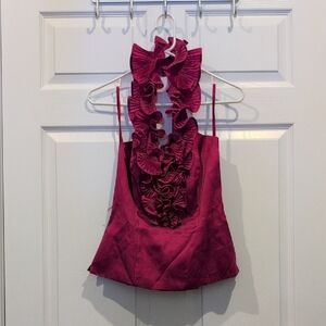 Ruffled Magenta Halter Top Bustier